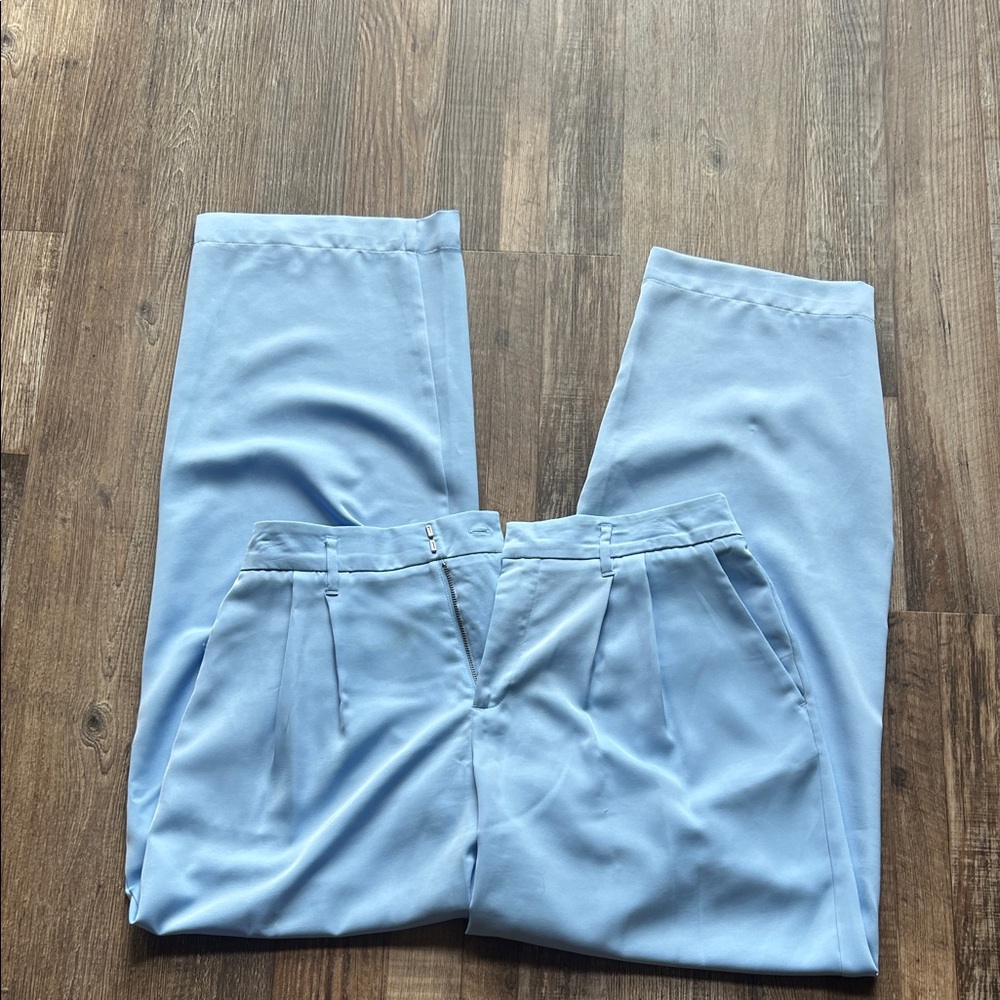 Light Blue Pleated woman Dress Pants stain like